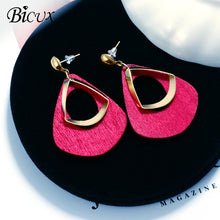 Load image into Gallery viewer, BICUX New Fashion Round Dangle Drop Korean Earrings For Women Geometric Round Heart Gold Earring Wedding Jewelry
