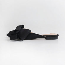 Load image into Gallery viewer, 2018 spring and summer women's shoes Korean silk satin Pointed bow tie slippers Baotou flat heel sets semi slippers