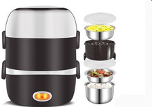Load image into Gallery viewer, DMWD Mini Electric Rice Cooker Stainless Steel 2/3 Layers Steamer Portable Meal Thermal Heating Lunch Box Food Container Warmer