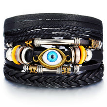 Load image into Gallery viewer, IF ME Vintage Leaf Feather Multilayer Leather Bracelet Men Fashion Braided Handmade Star Rope Wrap Bracelets & Bangles Male Gift