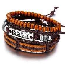 Load image into Gallery viewer, IF ME Vintage Leaf Feather Multilayer Leather Bracelet Men Fashion Braided Handmade Star Rope Wrap Bracelets & Bangles Male Gift