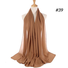 Load image into Gallery viewer, women plain bubble chiffon scarf hijab wrap printe solid color shawls headband muslim hijabs scarves/scarf 60 colors