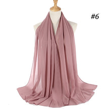 Load image into Gallery viewer, women plain bubble chiffon scarf hijab wrap printe solid color shawls headband muslim hijabs scarves/scarf 60 colors