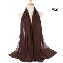 Load image into Gallery viewer, women plain bubble chiffon scarf hijab wrap printe solid color shawls headband muslim hijabs scarves/scarf 60 colors