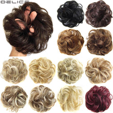 Load image into Gallery viewer, Delice Women's Wrap On Messy Bun Curly Scrunchie Chignon With Rubber Band Brown Black Synthetic Hair Ring