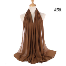 Load image into Gallery viewer, women plain bubble chiffon scarf hijab wrap printe solid color shawls headband muslim hijabs scarves/scarf 60 colors