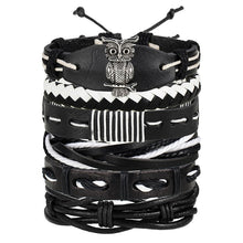 Load image into Gallery viewer, IF ME Vintage Leaf Feather Multilayer Leather Bracelet Men Fashion Braided Handmade Star Rope Wrap Bracelets & Bangles Male Gift