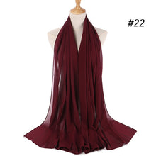Load image into Gallery viewer, women plain bubble chiffon scarf hijab wrap printe solid color shawls headband muslim hijabs scarves/scarf 60 colors