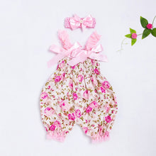 Load image into Gallery viewer, baby summer clothes Toddler Baby Boys Girls Floral Romper Bodysuit Jumpsuit+Headband Set Outfit roupa menina3.4