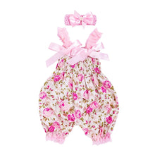 Load image into Gallery viewer, baby summer clothes Toddler Baby Boys Girls Floral Romper Bodysuit Jumpsuit+Headband Set Outfit roupa menina3.4
