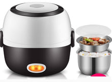 Load image into Gallery viewer, DMWD Mini Electric Rice Cooker Stainless Steel 2/3 Layers Steamer Portable Meal Thermal Heating Lunch Box Food Container Warmer