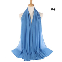 Load image into Gallery viewer, women plain bubble chiffon scarf hijab wrap printe solid color shawls headband muslim hijabs scarves/scarf 60 colors