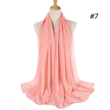 Load image into Gallery viewer, women plain bubble chiffon scarf hijab wrap printe solid color shawls headband muslim hijabs scarves/scarf 60 colors