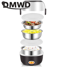 Load image into Gallery viewer, DMWD Mini Electric Rice Cooker Stainless Steel 2/3 Layers Steamer Portable Meal Thermal Heating Lunch Box Food Container Warmer