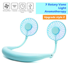 Load image into Gallery viewer, Portable 1200 2000 mAre USB Mini Fan Neck Fan Rechargeable Small Portable Sports Fan light Usb Desk Hand Air Conditioner cooler