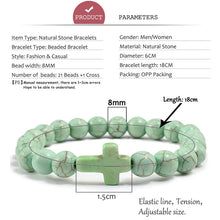 Load image into Gallery viewer, Charm Natural Stone Bracelet Cross Black Lava Matte Beaded Bracelets Handmade Men Women Prayer Fitness Chain Couple Jewelry Gift