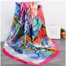 Load image into Gallery viewer, Silk Scarf Women Print hair neck Square Scarves Office Ladies Shawl Bandanna 90*90cm Muslim Hijab Handkerchief muffler foulard