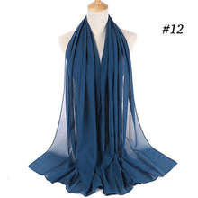 Load image into Gallery viewer, women plain bubble chiffon scarf hijab wrap printe solid color shawls headband muslim hijabs scarves/scarf 60 colors