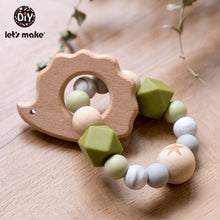 Load image into Gallery viewer, Let's Make Wooden Rattle Teether Baby Toys Engraved Wood Beads Hexagon Teether Silicone Beads 12Mm Tiny Rod Baby Crib Rattle