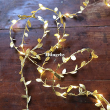 Load image into Gallery viewer, Tiny leaves garland fairy light led copper wire Battery string lights for Wedding forest Table Christmas home party Decoration