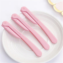 Load image into Gallery viewer, 3Pcs/Set Pink Facial Eyebrow Trimmer Armpit Hair Razor Beauty Face Eye brow Shaper Shaver Stainless Steel Blades Makeup Tools