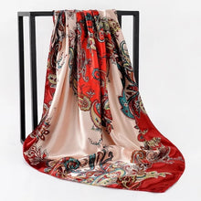 Load image into Gallery viewer, Silk Scarf Women Print hair neck Square Scarves Office Ladies Shawl Bandanna 90*90cm Muslim Hijab Handkerchief muffler foulard