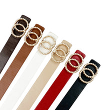 Load image into Gallery viewer, Fashion Leather Waist Belt For Jeans Double Ring Pearl Buckle Ladies Belt For Dresses Black White Women Belt Wild Waistband