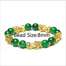 Load image into Gallery viewer, Feng Shui Black Beads Alloy Wealth Bracelet Unisex Wristband Gold Black Pixiu Wealth and Good Luck Women Men Bracelet