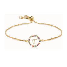Load image into Gallery viewer, Adjustable Rainbow Zircon 26 Letter Bracelet Women shell Zircon crystal Bracelet Femme Valentine's day wedding Gifts Jewelry