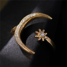 Load image into Gallery viewer, Fashion Ring Moon Star Open Finger Adjustable Rings Women Girls Rhinestone Crystal Bride Jewelry Ring Wedding Engagement Jewelry