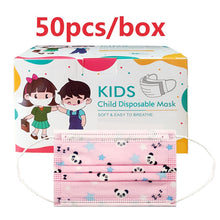 Load image into Gallery viewer, 50-100pcs Children Face Mask Cartoon Printed soft skin-friendly Disposable Mouth Cover Mask boy girl Personal Thicken mouth mask