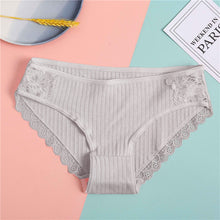 Load image into Gallery viewer, FINETOO Cotton Women's Panties Sexy Lace Underwear Solid Color Briefs For Women M-XL Sexy Underpants Comfortable Female Lingerie