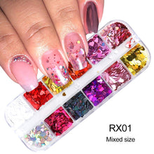 Load image into Gallery viewer, 12 Grid/Set Holographic Nail Glitter Sequins Sparkly 3D Thin Butterfly Flakes Polish Decor for Nail Art Accessories LA1558-1