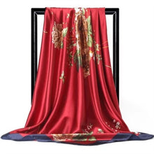 Load image into Gallery viewer, Silk Scarf Women Print hair neck Square Scarves Office Ladies Shawl Bandanna 90*90cm Muslim Hijab Handkerchief muffler foulard