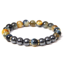 Load image into Gallery viewer, Buddha Bracelet Men Red Tiger Eye Natural Stone 8mm Black Obsidian Hematite Beads Elastic Charm Bracelets Homme Jewelry Gift