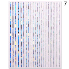 Load image into Gallery viewer, 1 Sheet Holo Black Gold 5D Nail Sticker Decal Tassel Strip Line Slider Foils Adhesive Nail Art Decoration