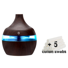 Load image into Gallery viewer, 300ML USB Air Humidifier Electric Aroma Diffuser Mist Wood Grain Oil Aromatherapy Mini Have 7 LED Light For Car Home Office