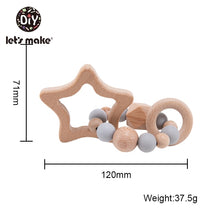Load image into Gallery viewer, Let's Make Wooden Rattle Teether Baby Toys Engraved Wood Beads Hexagon Teether Silicone Beads 12Mm Tiny Rod Baby Crib Rattle