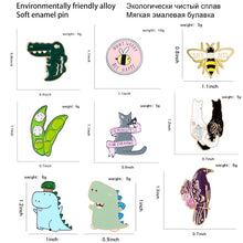 Load image into Gallery viewer, Animal enamel pins Cat yin yang anime pins and brooches for party Lapel pin badge Cartoon dinosaur bee jewelry gifts for women