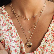 Load image into Gallery viewer, Bohemian Multi Layered Necklace for Women Vintage Portrait Coin Star Moon Pendant Necklace Geometric Collier Collares