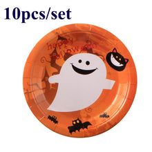 Load image into Gallery viewer, Halloween Decoration Supplies Tablecloths Straws Paper Plates Paper Cups Halloween Party Supplies Halloween Door Falg HY1