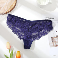 Load image into Gallery viewer, FINETOO Lace G-String Sexy Women Thong Lace floral Panties Low-rise T-back Panty Fashion Organza Bikini Underwear Lady Lingerie