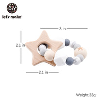 Load image into Gallery viewer, Let's Make Wooden Rattle Teether Baby Toys Engraved Wood Beads Hexagon Teether Silicone Beads 12Mm Tiny Rod Baby Crib Rattle