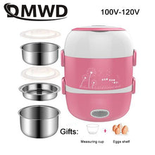Load image into Gallery viewer, DMWD Mini Electric Rice Cooker Stainless Steel 2/3 Layers Steamer Portable Meal Thermal Heating Lunch Box Food Container Warmer