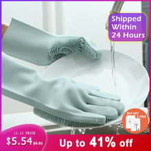 Load image into Gallery viewer, 1 Pair Dishwashing Gloves Silicone Dish Washing Gloves Kitchen Silicone Cleaning Household Tools for Clean Car Pet Brush Glove