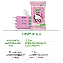Load image into Gallery viewer, Dettol 10pcs*5 Hygiene Wet Wipes Mini Portable Sanitizing Disposable Skin Care Mild Personal Cleaning Wipes for Adult Children