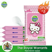 Load image into Gallery viewer, Dettol 10pcs*5 Hygiene Wet Wipes Mini Portable Sanitizing Disposable Skin Care Mild Personal Cleaning Wipes for Adult Children