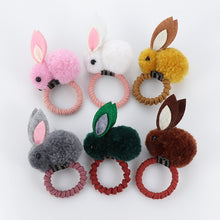 Load image into Gallery viewer, Cute animal hair ball rabbit hair ring female rubber band elastic hair bands Korean headwear children hair Accessories ornaments