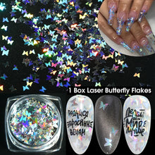 Load image into Gallery viewer, 12 Grid/Set Holographic Nail Glitter Sequins Sparkly 3D Thin Butterfly Flakes Polish Decor for Nail Art Accessories LA1558-1