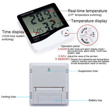 Load image into Gallery viewer, LCD Digital Temperature Humidity Meter Home Indoor Outdoor hygrometer thermometer Weather Station with Clock